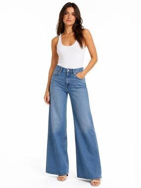 FRAME Geneva Wide Leg Jeans Size 28 High Rise Blue Stretch Denim